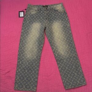 Louis Vuitton Blue Straight Jeans with Monogram, M
